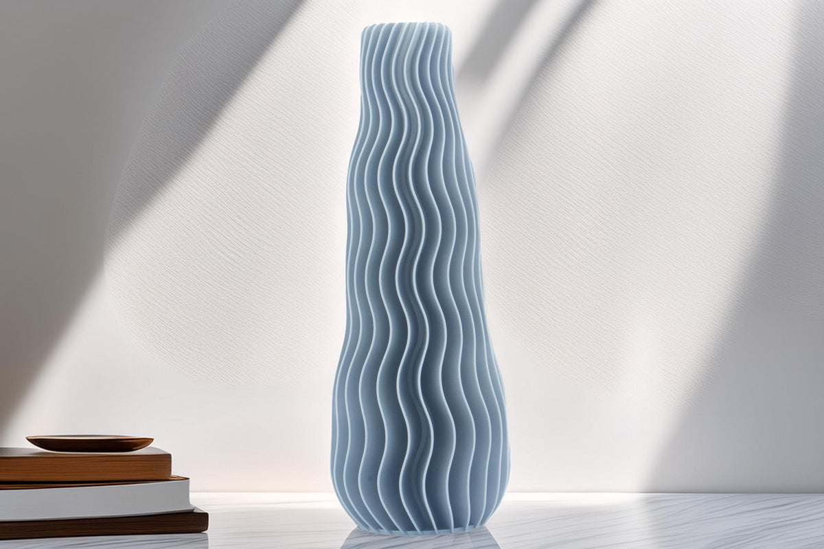 Moderne Vase, Wellen-Design, dekorative Blumenvase, minimalistische Skulptur, Geschenkidee, skandinavischer Wohnstil, elegante Deko