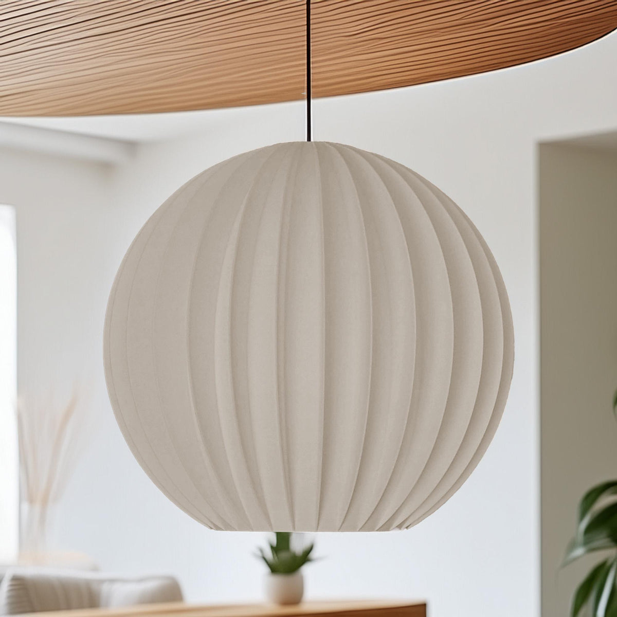 Minimalistische Pendelleuchten  skulpturale Lampenschirme mit Rillenstruktur, in verschiedenen Größen, ideal für modernes Wohndesign