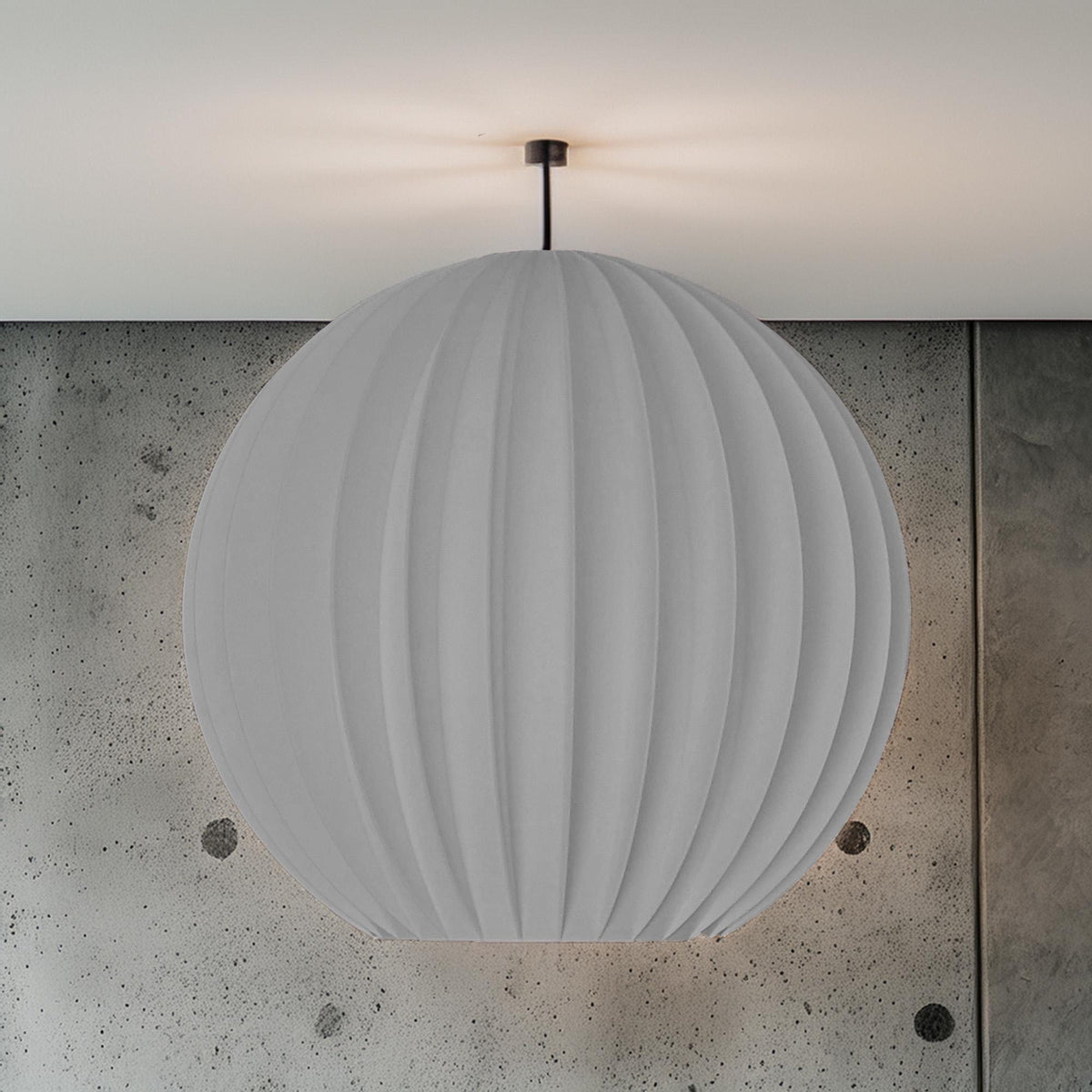 Minimalistische Pendelleuchten  skulpturale Lampenschirme mit Rillenstruktur, in verschiedenen Größen, ideal für modernes Wohndesign