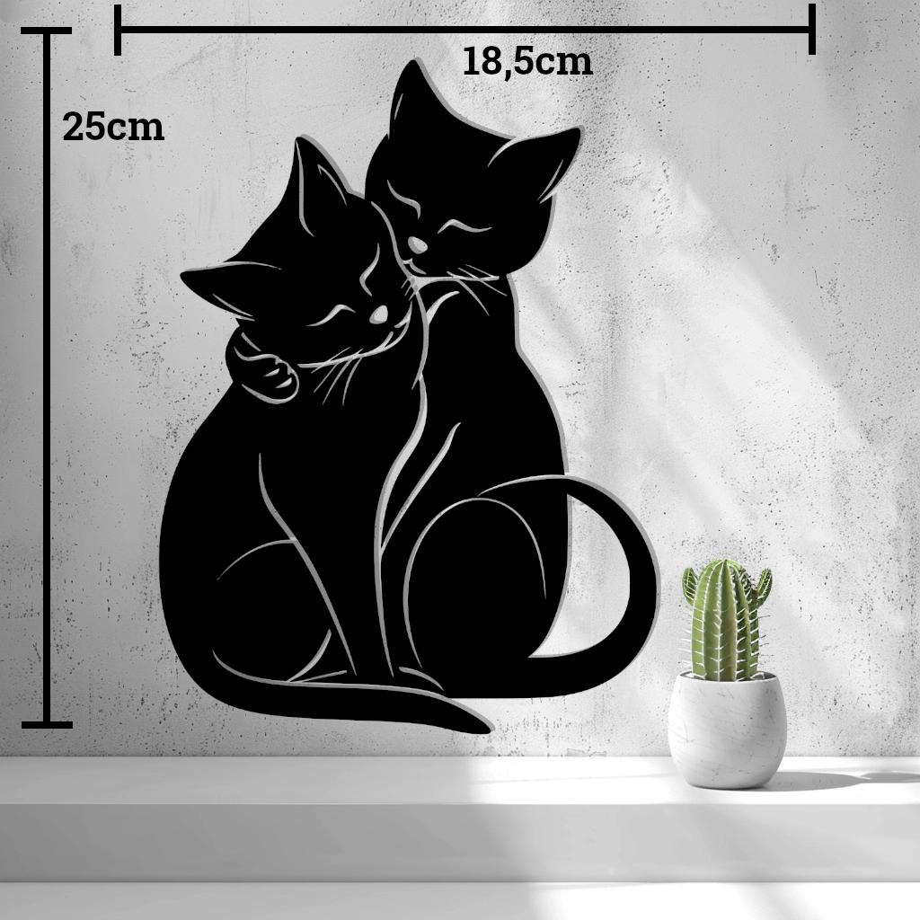 Katzen Wandbild, romantische Katzen-Silhouette, moderne Wanddeko, perfekt für Katzenliebhaber